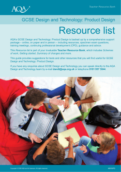 GCSE Design and Technology: Product Design Resource list