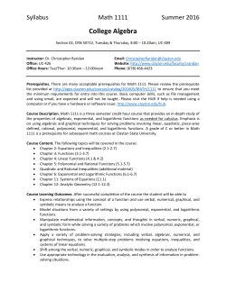 College Algebra - Clayton State University