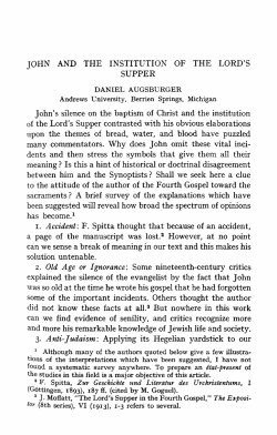 John and the Institution of the Lord`s Supper