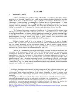 AUSTRALIA1 I. Overview of Country Australia is the 52nd most