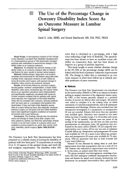 The Use of the Percentage Change in Oswestry Disability