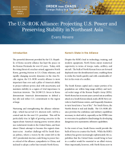 The US-ROK Alliance: Projecting US Power and Preserving Stability