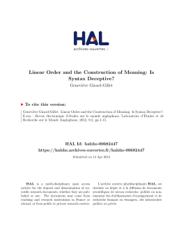 Linear Order and the Construction of Meaning: Is Syntax - Hal-SHS