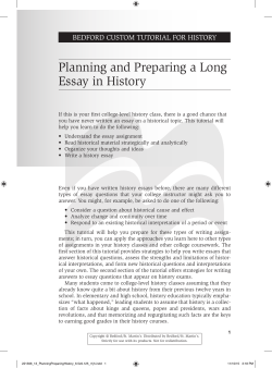 Planning and Preparing a Long Essay in History