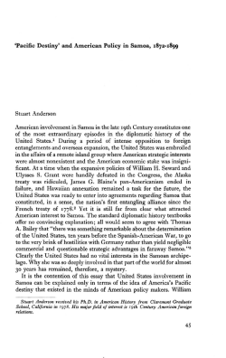 `Pacific Destiny` and American Policy in Samoa, 1872-1899