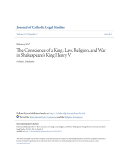 The Conscience of a King: Law, Religion, and War in Shakespeare`s