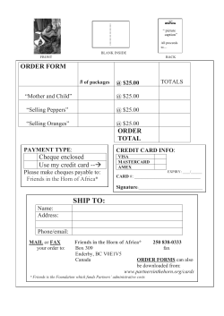 order form - Partners in The Horn of Africa