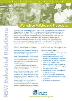 Employment essentials - Workplace policies and procedures