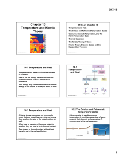 Chapter 10 Temperature and Kinetic Theory