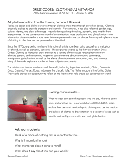 Dress Codes: Clothing as Metaphor