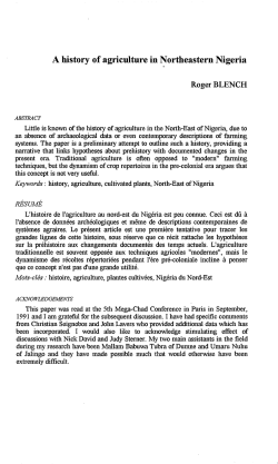 A history of agriculture in Northeastern Nigeria