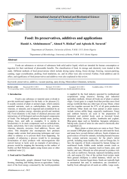 Food: Its preservatives, additives and applications