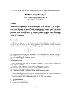 FIR Filter Design Techniques - IITB-EE