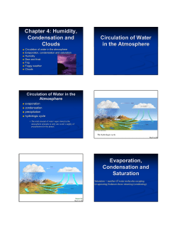 Chapter 4: Humidity, Condensation and Clouds Circulation of Water