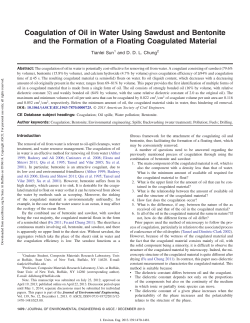 Coagulation of Oil in Water Using Sawdust and Bentonite and the