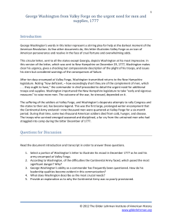 George Washington from Valley Forge on the urgent need for men