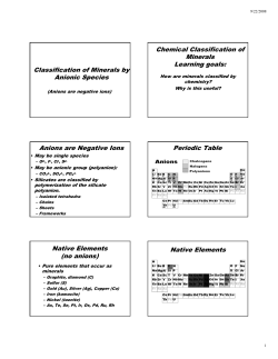 Classification of Minerals by Anionic Species Chemical