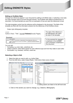 Editing EndNote styles - UOW Library Catalogue
