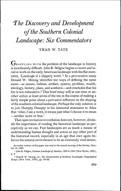 The Discovery and Development of the Southern Colonial Landscape