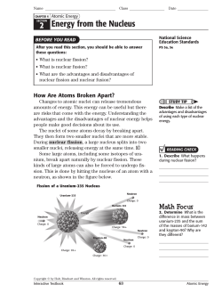 2 Energy from the Nucleus - Mr. Krohn 8th grade science