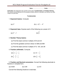 NCLS Math Program Evaluation Test for Prealgebra B