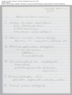 "Dreams of a Famous Physicist": University of Pittsburgh Physics