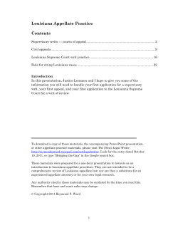 Louisiana Appellate Practice Contents