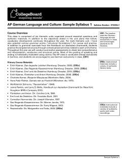 AP German Language and Culture: Sample Syllabus 1
