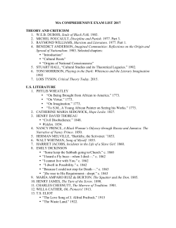MA COMPREHENSIVE EXAM LIST 2017 THEORY AND CRITICISM