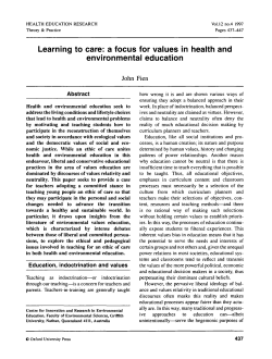 Learning to care: a focus for values in health and environmental