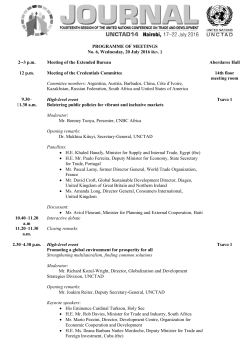 PROGRAMME OF MEETINGS, No. 6, Wednesday, 20