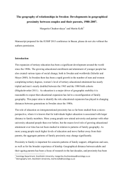 The geography of relationships in Sweden: Developments in