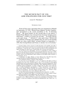 the munich pact of 1938 - Cardozo Journal of Conflict Resolution