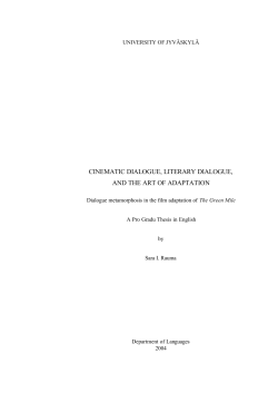 cinematic dialogue, literary dialogue, and the art of adaptation