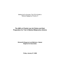 The ABCs of Family Law Act Claims and their