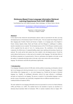 Dictionary-Based Cross-Language Information Retrieval: Learning