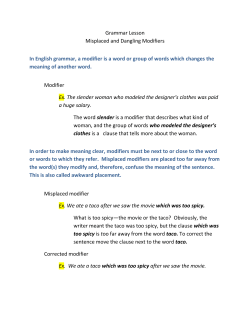 Grammar Lesson Misplaced and Dangling Modifiers In English