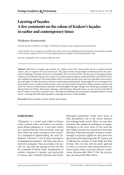 Layering of façades. A few comments on the colour of Krakow`s