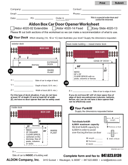 Aldon Box Car Door Opener Worksheet