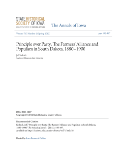 Principle over Party: The Farmers` Alliance and Populism in South