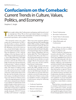 Confucianism on the Comeback: Current Trends in Culture, Values