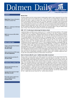 Friday 26th August 2011 CONTENTS Market View