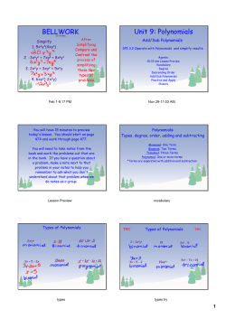 BELLWORK Unit 9: Polynomials