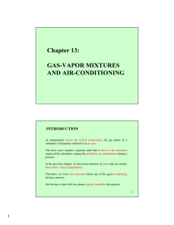 Chapter 13: GAS VAPOR MIXTURES AND AIR CONDITIONING