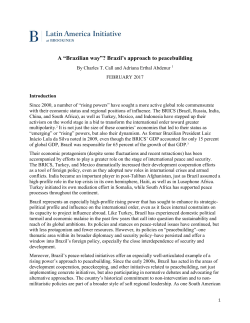 A &ldquo;Brazilian way&rdquo;? Brazil`s approach to peacebuilding