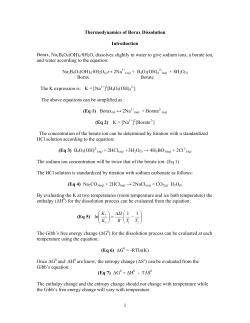 Thermodynamics of Borax Dissolution