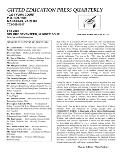 Gifted Education Press Quarterly Fall 2003