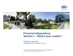 Financial Independence Session 1 &ndash; What`s your number?