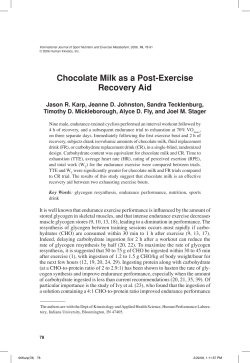 Chocolate Milk as a Post-Exercise Recovery Aid