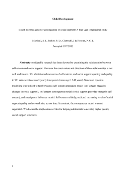 Child Development Is self-esteem a cause or consequence of social